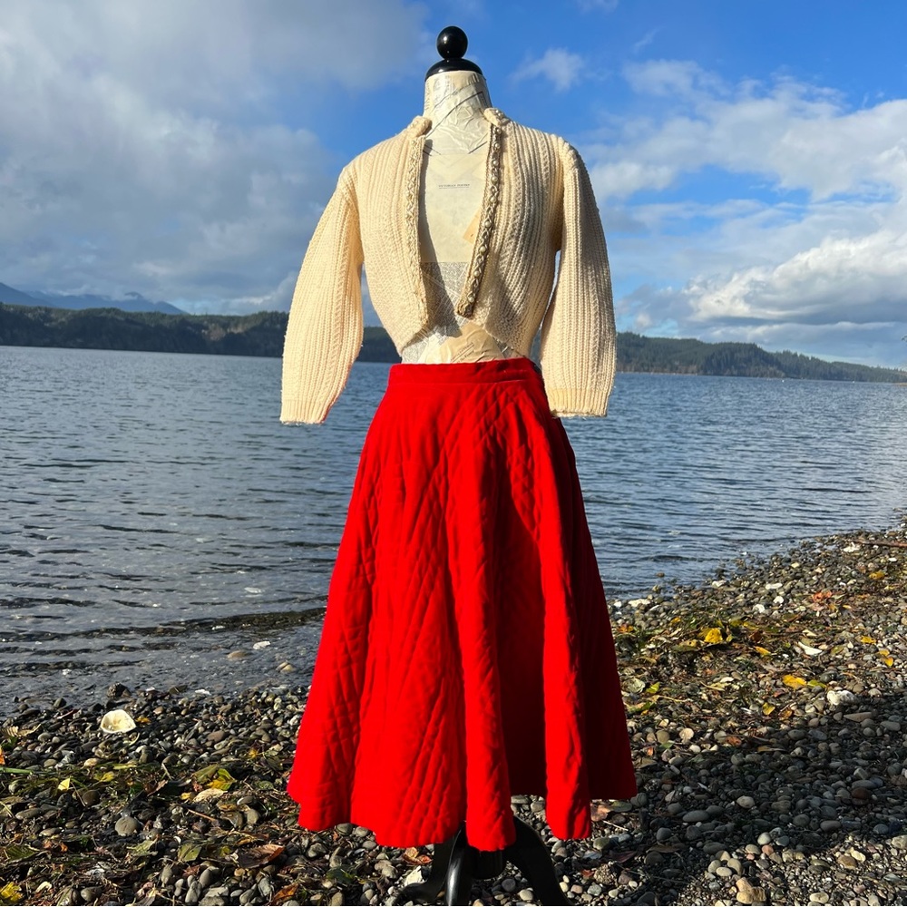1950s Quilted Velvet Circle Skirt